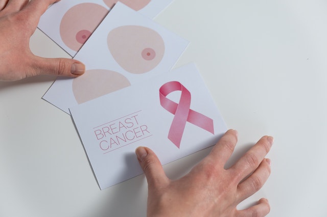 Postcards with breast graphics and breast cancer text. 